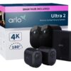 ARLO Ultra 2 4K Ultra HD WiFi Security Camera System - 2 Cameras, Black, Black