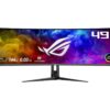 ASUS PG49WCD Wide Quad HD 49" Curved QD-OLED Gaming Monitor - Black, Black