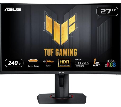 ASUS TUF VG27VQM Full HD 27" Curved VA LCD Gaming Monitor - Black, Black