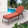 Adjustable Outdoor Chaise Lounge Chair Patio Lounge Chair Recliner Furniture with Armrest and Cushion for Deck, Poolside, Backyard (Orange) - Yodolla