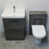 Aegean Dark Concrete Grey Bathroom Furniture Set 600mm Basin Unit + Toilet, With Tap