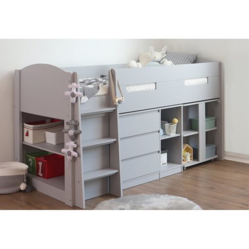 Aglandjia Single (3') 3 Drawer Mate's & Captain's Mid Sleeper Loft Bed Bed with Bookcase