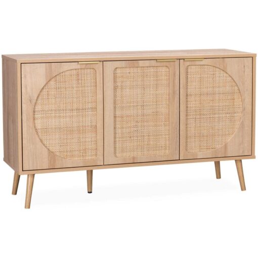 Alice's Garden - 120cm wood and cane rattan sideboard, Eva, Natural, 120x39x70 cm - Natural