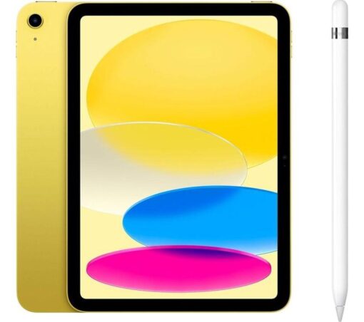 Apple 10.9" iPad Cellular (2022, 256 GB, Yellow) & Pencil (1st Generation) Bundle, Yellow