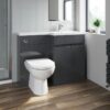 Aquari - Grey Gloss Bathroom Furniture Vanity Unit Basin Toilet Unit Combination 1100mm Right Hand with Saturn Toilet Pan