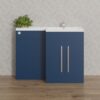 Aquariss 1100mm Flat Packed Basin Vanity Cabinet Bathroom Furniture Storage, L Shape Matte Blue Painting Vanity Sink Unit Right Hand + Concealed