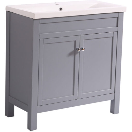 Aquariss - Bathroom Grey Vanity Sink Unit Basin Floor Standing Storage Furniture 800mm