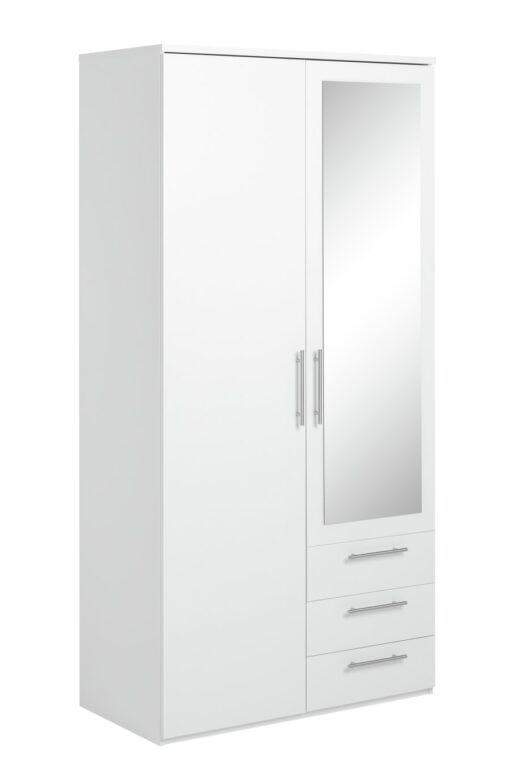 Argos Home Brisbane 2 Door 3 Drawer Mirror Wardrobe - White