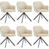 Armchair Lona - upholstered, fully rotatable, high backrest - Swivel chair, Office chair, Dining chair - cream/black Set of 6