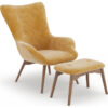 Armchair with Footrest - Upholstered in Velvet - Scandinavian Style - Huda