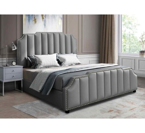 Arnold Bed Single Plush Velvet Grey