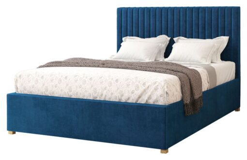 Aspire Double Velvet Adjustable Bed with Mattress - Navy