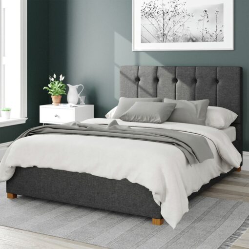 Aspire Hepburn Twill Double Ottoman Bedframe - Charcoal