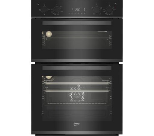 BEKO Pro RecycledNet BBXDF29300Z Electric Double Oven - Black Steel, Black,Silver/Grey