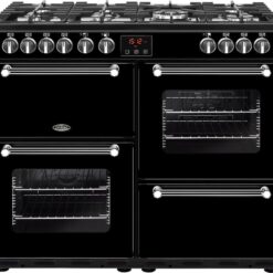 BELLING Kensington 100DFT Dual Fuel Range Cooker - Black & Chrome, Black