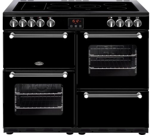 BELLING Kensington 100E Electric Ceramic Range Cooker - Black & Chrome, Black