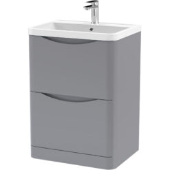 Balterley - Floor Standing 2 Drawer Vanity Basin Unit with Polymarble Basin, 600mm - Satin Grey