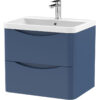 Balterley - Wall Hung 2 Drawer Vanity Basin Unit with Polymarble Basin, 600mm - Satin Blue