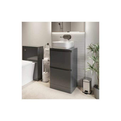 Bathroom Cloakroom Vanity Unit Wash Storage Cabinet Countertop Basin Grey 500mm