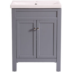 Bathroom Grey Vanity Sink Unit Basin Floor Standing Storage Furniture 600mm