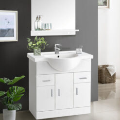 Bathroom Vanity Unit Basin Sink Storage Cabinet Furniture 850mm Gloss White