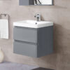 Bathroom Vanity Unit Basin Sink Storage Furniture Wall Hung Cabinet 600mm Gloss Grey