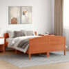 Bed Frame With Headboard, 140X200 Cm, Solid Pine Wood