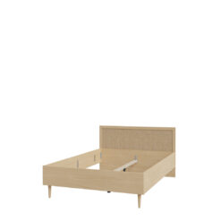 Bed Frame with Headboard, Elegancia Oak/Polyrattan, 147 cm W x 90 cm H x 206 cm D