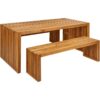 Beliani - 3 Piece Garden Dining Set Indoor Outdoor Table Benches Acacia Wood Sulzano