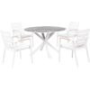 Beliani - 4 Seater Garden Dining Set Aluminium Table with Marble Effect Top Chairs with Cushions White Maletto/Taviano