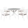 Beliani - 4 Seater Garden Dining Set Aluminium Table with Marble Effect Top Chairs with Grey Cushions White Maletto/Taviano