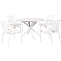 Beliani - 4 Seater Garden Dining Set Aluminium Table with Taupe Top Chairs with Cushions White Maletto/Taviano