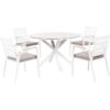 Beliani - 4 Seater Garden Dining Set Aluminium Table with Taupe Top Chairs with Grey Cushions White Maletto/Taviano