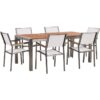 Beliani - 6 Seater Garden Dining Set Eucalyptus Wood Top White Chairs Grosseto