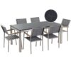 Beliani - 6 Seater Garden Dining Set Single Black Granite Top Grey Chairs Grosseto