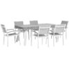 Beliani - 7 Piece Garden Dining Set White Aluminium Grey Synthetic Extending Table Pereta