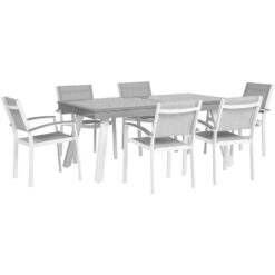 Beliani - 7 Piece Garden Dining Set White Aluminium Grey Synthetic Extending Table Pereta