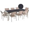 Beliani - 8 Seater Garden Dining Set Triple Black Granite Top Beige Chairs Grosseto