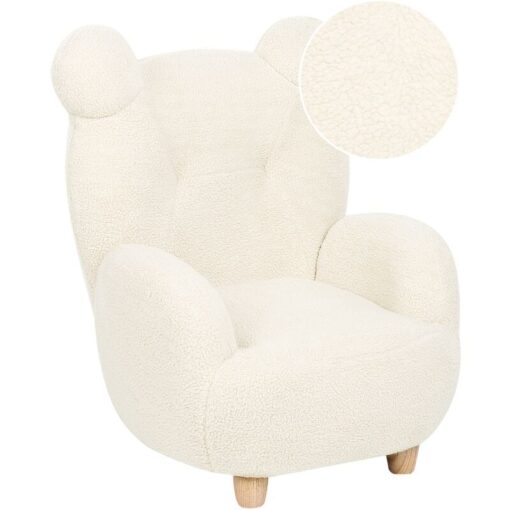 Beliani - Animal Armchair Polyester Upholstery Bear Shape Design Plush Nursery Furniture for Children White Melbu