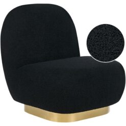 Beliani - Armchair Glam Art Deco Boucle Fabric Upholstery Gold Base Black Loviisa