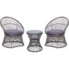 Beliani - Balcony Garden Set pe Rattan Chairs with Cushions Coffee Table Taupe Mesyna