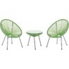 Beliani - Mid Century Modern Garden Bistro Set Table and Chairs 3 Piece Green Acapulco ii