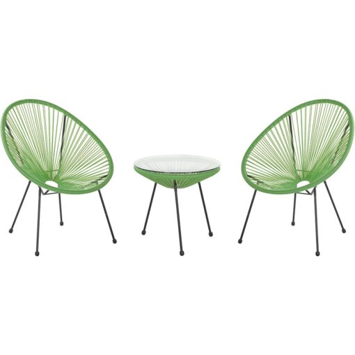 Beliani - Mid Century Modern Garden Bistro Set Table and Chairs 3 Piece Green Acapulco ii