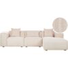 Beliani - Modern Fabric Corner Sofa Corduroy Extra Scatter Cushions Beige Dolva