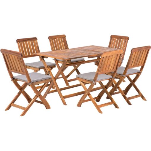 Beliani - Modern Garden Patio Furniture Set 6 Person Table Chairs Wood Natural Cento