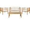 Beliani - Modern Outdoor Conversation Set Acacia Wood Cushions 4 Piece White Pacific