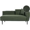 Beliani - Right Hand Boucle Chaise Lounge with Cushion Metal Legs Dark Green Chevannes