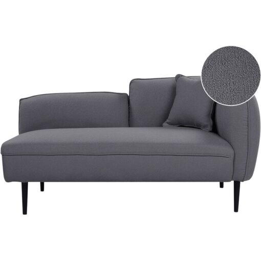 Beliani - Right Hand Boucle Chaise Lounge with Cushion Metal Legs Dark Grey Chevannes