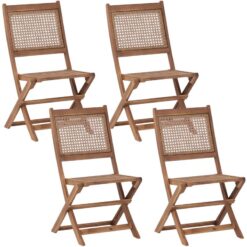 Beliani - Set of 4 Garden Outdoor Chairs Light Certified Acacia Wood Foldable Paraggi