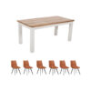 Bianco Solid Mango Wooden White Dining Table Set 170Cm With 6 Chairs